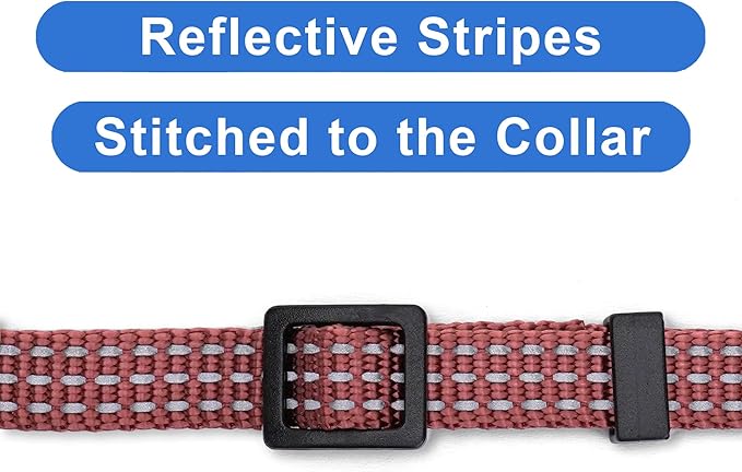 Pawtitas Reflective Brown Cat Collar with Safety Buckle and Removable Bell for Kitten and Cats Marsala