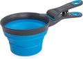 Dexas Pets Collapsible KlipScoop Collapsible Dry Dog Food Scoop and Dog Food Bag Clip, 2 Cup Capacity, Pro Blue