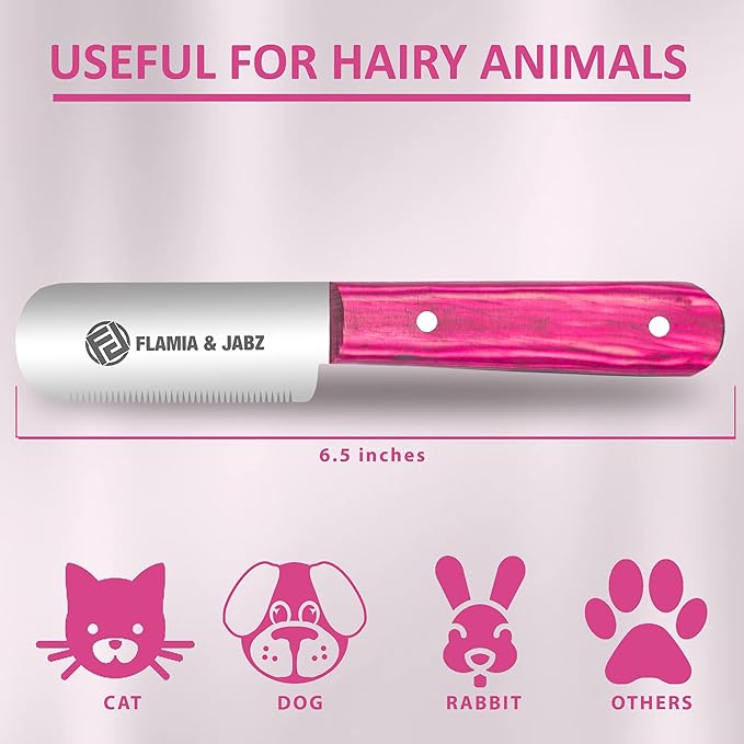 FJ Professional Stripping Knife, Right handed, 3 inch blade (Stainless Steel) (Fine, Pink)