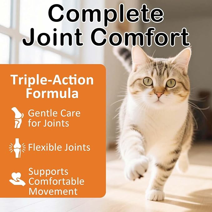 Cat Hip + Joint Supplement, Health Treats with Glucosamine & Chondroitin, Hip & Joint Care Chews for Cats & Kittens, Supports Mobility & Cartilage, Chicken Flavor, 100g (30 Day Supply)