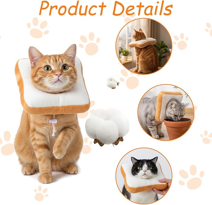 Adjustable Cat Cone Soft Cat Recovery Collar Kitten Cones After Surgery Neutering Toast Pet Neck Strap to Stop Licking Lightweight Comfortable Elizabethan Collar for Puppies Kitten Adult Cats