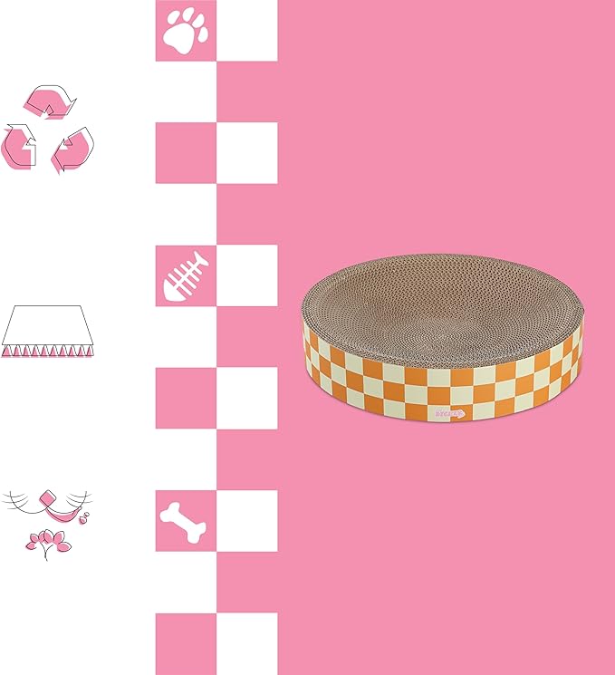 CSR1010G Nelson 20.13" Modern Cardboard Round Bowl Cat Scratcher with Catnip, Citrus