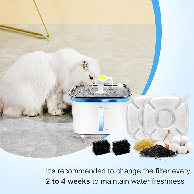 Cat Water Fountain Filters - 16 PCS Replacement Filters & Sponges for 95oz & 67oz Fountain