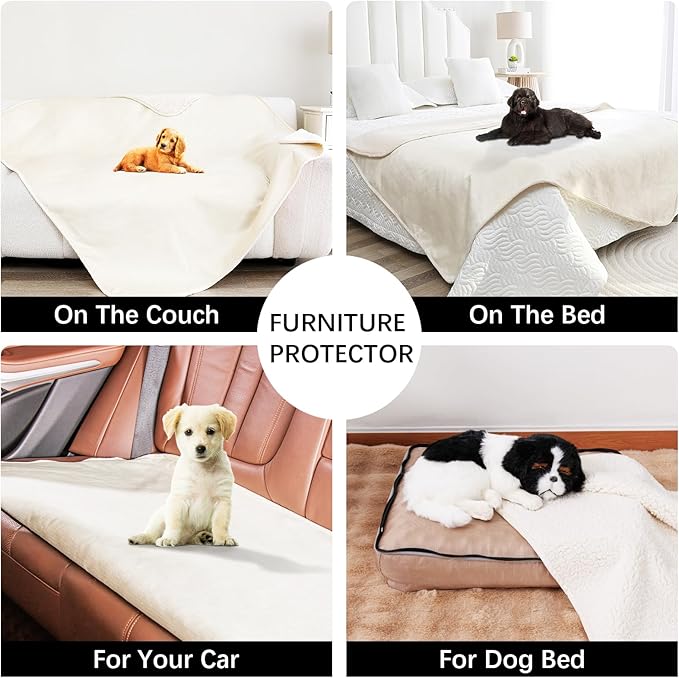 Waterproof Dog Blankets for Medium Dogs, Washable Pet Blanket for Indoor Cats, Plush Sherpa Puppy Throw Furniture Protector for Bed Couch Sofa(30"x40",M,Beige)