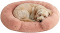 Fluffy Dog Bed Calming Donut Beds for Large Dogs Warming Round Small Medium Pet Nest Cozy Cat Mattress Indoor Washable Puppy Kennel Kittens Sleep Mat (M, 27.5×27.5 inch, Fresh Pink)
