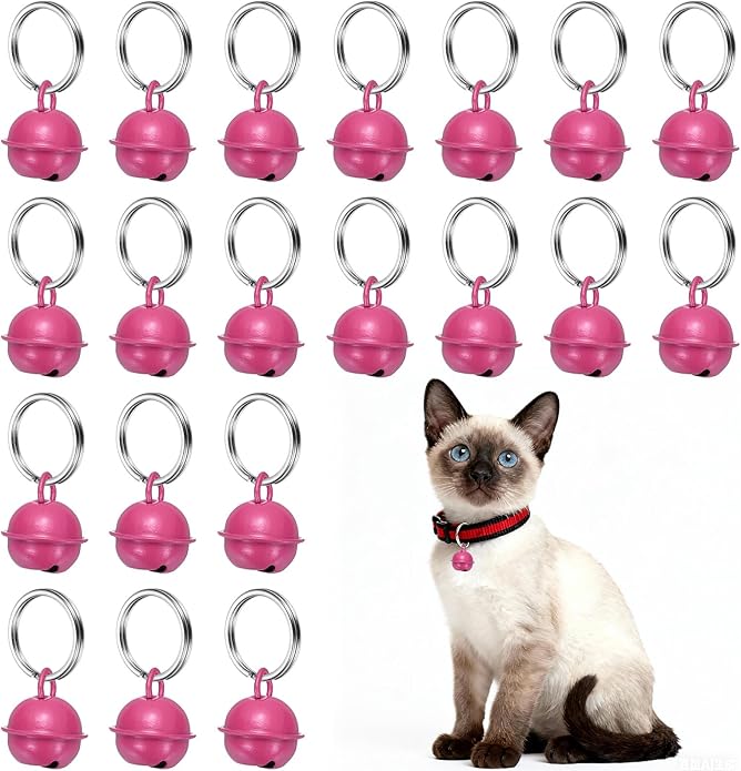 Cat Bells, Small Pet Copper Bells Collars Charm with Key Rings Loud Crisp Sound Anti-Lost Pendant Accessories
