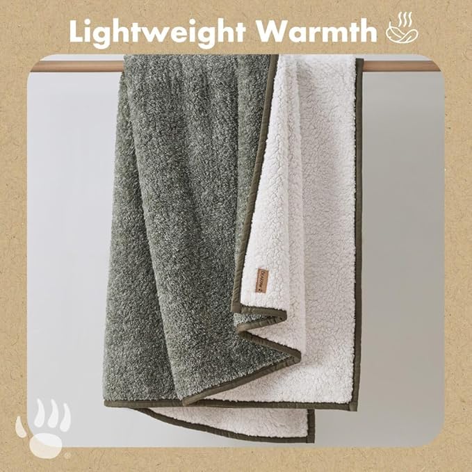 BEARPAW Sherpa Throw Blanket - Ultra Soft Plush Warm Reversible Fluffy Blanket for Bed Couch Sofa & Living Room Decor, House Decor, Room Decor Gifts for Women - 50"x70", Gray (Valley) (Green)