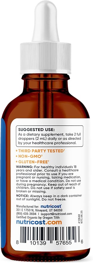 Nutricost Organic Cat's Claw Liquid Drops (1,500mg Equivalent) 3.8 Fl Oz - Uncaria Tomentosa, USDA Organic, Vegan-Friendly, GMO-Free, Gluten-Free, 57 Servings