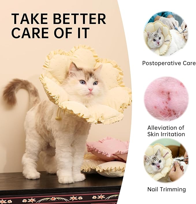 Touchdog Soft Cat Cone Collar, Waterproof Recovery Collar for Cats After Surgery, Lightweight Elizabethan Collar for Kittens, Small to Large