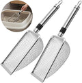 Chicken Poop Scooper 2 Pack, Stainless Steel Chicken Coop Scoop with 3.8mm & 5mm Mesh, Metal Litter Scoop for Chicken Coop Cleaning, Cat Litter Box and Sand