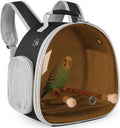 Bird Travel Backpack Carrier with Metal Tray and Standing Perch, Polarized Tint Brown Space Capsule Astronaut Bubble Hard Window