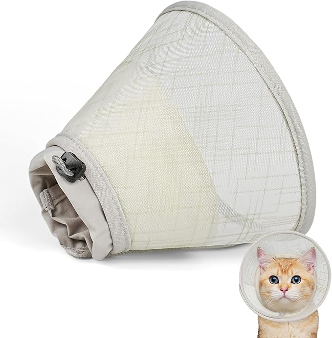 Supet Soft Cat Cone Collar to Stop Licking, Breathable Mesh Cone with Waterproof Liner Recovery Collar, for Kitten, Comfortable Elizabethan Alternative for Spay Neuter Grooming (M)