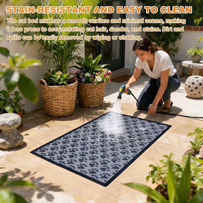 5x4 Feet Cat Bed Mats, Stain-Resistant, Washable and Easy to Clean, Reversible for Double-Sided Use, Convenient Design, Suitable for Both Outdoor and Indoor