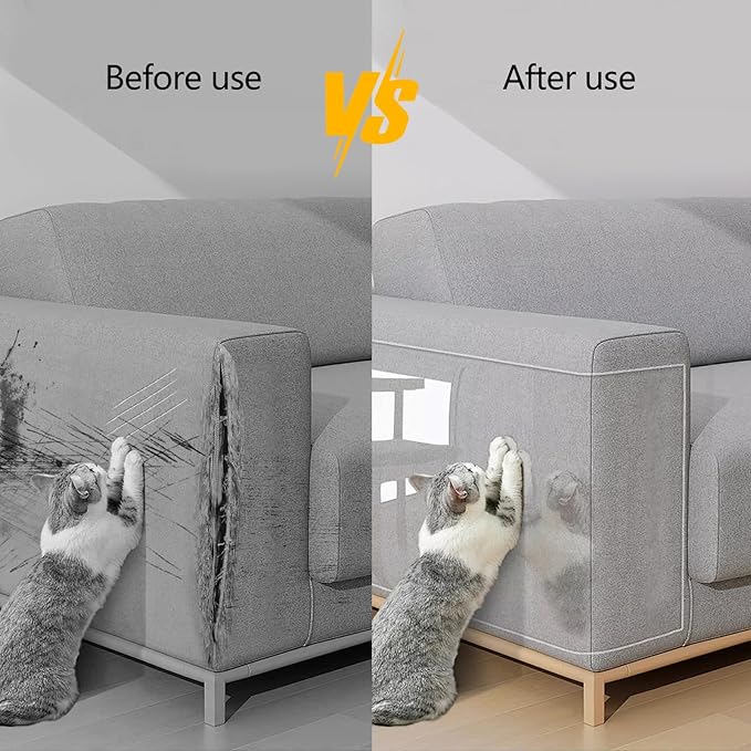 Anti Cat Scratch Furniture Protector, Extra Large Size 157x17.5 Inch Transparent PVC Couch Protector from Cat Claws, Heavy Duty, Easy to Apply Protect Sofa Corners, Doors, Walls