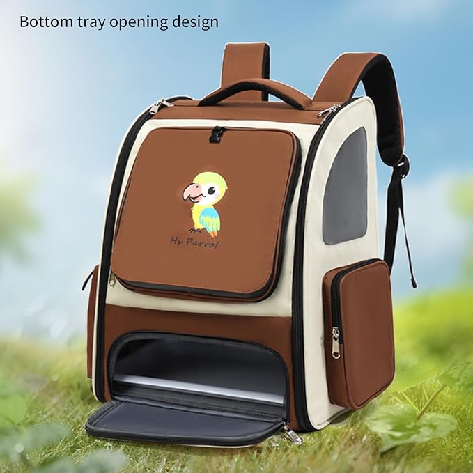 Small Bird Carriers Bag with Multiple Storage Pocket for Treats and Toy Easy to Carry Pet Transport Backpack Travel Bag