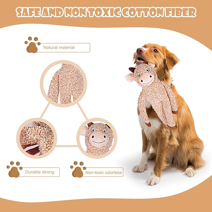 Easter Rabbit No Stuffing Dog Toys for Large Dogs, Squeaky Crinkle Interactive Dog Animals Toys, Plush Teething to Keep Them Busy, Cute Funny Dogs Gifts for Small Medium Large Breed