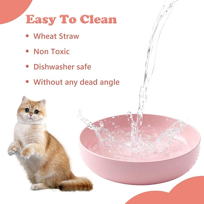[12 Pack] Cat Dishes Whisker Friendly, Shallow Wide Pet Food and Water Bowl, 5.5 Inch Cat Food Dish, Friendly Wet Feeding Bowl, Durable Wheat Straw Pet Bowls, Pet Plate for Kittens (Indoor/Outdoor)