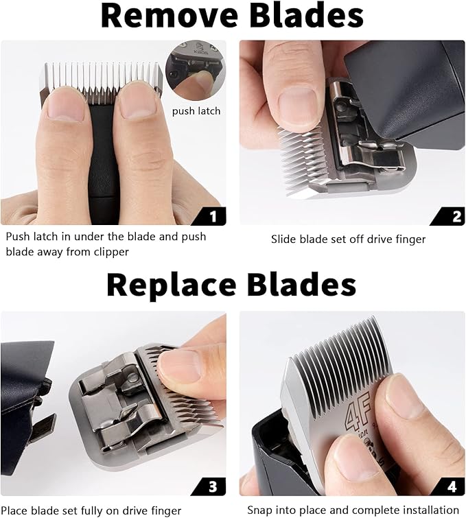 KBDS Detachable Ceramic Pet Clipper Blades,Compatible with Most Andis,Oster,Wahl A5 Clippers,Made of Ceramic Blade Cutter and Carbon Steel Blade,3/8'' Inch 9.5mm Cut Length, 4F Blade
