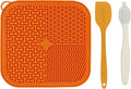 Dog Lick Mat, Slow Feeder Licking Mat for Dogs and Cats with Suction Cups, Non-Slip Lick Pad for Feeding and Training (Orange)