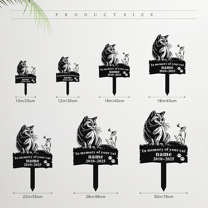 Personalized Memorial Marker for Departed Feline Friends, Handcrafted Cat Grave Stone