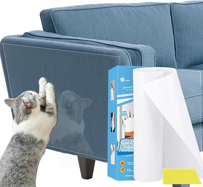 Goosheep Door Scratch Protector Door Dog Scratch Protector Dog Scratch Door Guard Pet Scratch Door Protector Couch Protector from Cat Claws Clear(7.9inch×393.7inch)