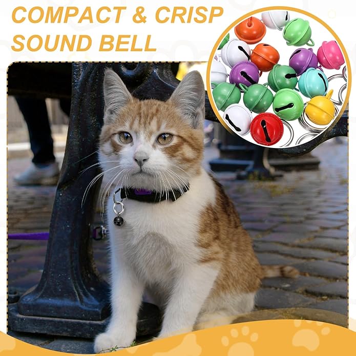 Cat Bells, Small Pet Copper Bells Collars Charm with Key Rings Loud Crisp Sound Anti-Lost Pendant Accessories