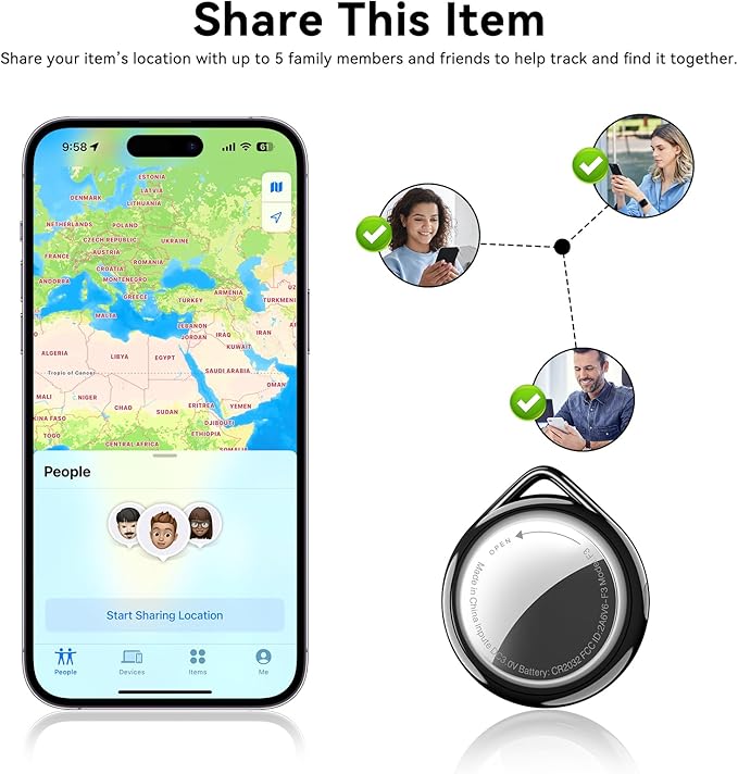 Air Tag Wallet Tracker 4-Pack Apple MFi Certified | Find My Compatible, Waterproof, 100dB Alarm, Replaceable Battery for Keys Pets Luggage, Works with iPhone iPad (iOS Only)