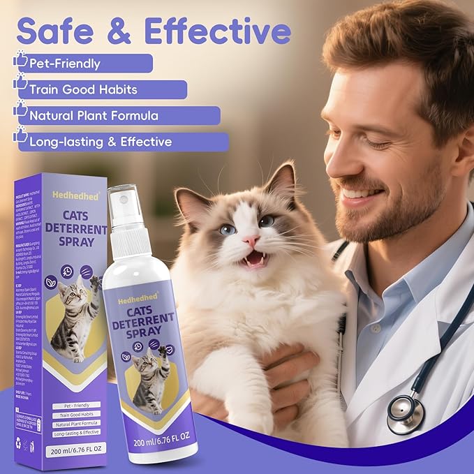 Cat Deterrent Spray - Effective Repellent Spray for Furniture Protection, Safe Natural Indoor & Outdoor Training Aid to Stop Scratching & Urine Marking (200 ML)