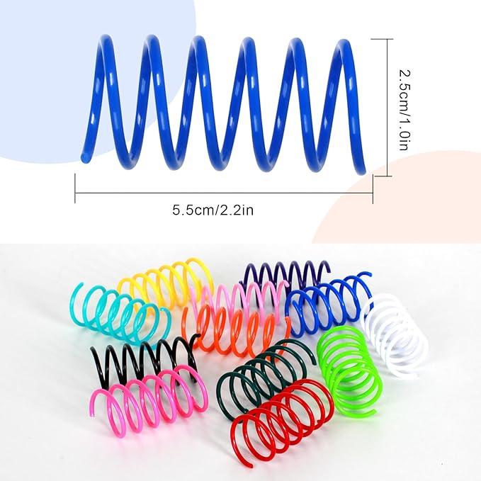 60 PCS 12 Colors Cat Spring Toys, Cat Spiral Springs for Indoor Cats, Kittens Toys Plastic Coil for Swatting, Biting, Hunting