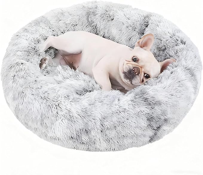 Washable Dog & Cat Bed for Ultra Large Small Medium Size Pet, Calming Donut Round Cute Warming Mat House Supply Indoor, 8 Sized Deal Necessity Essential Furniture for Boy Girl Puppy Kitten kitty