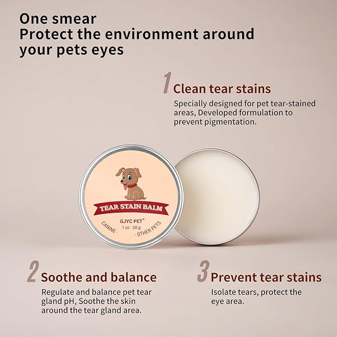 Tear Stain Remover for Dogs 1oz - Dog Tear Stain Remover for White Dogs, Pet Eye Cleaner, Dog Eye Care for Tear Stains, Dog Eye Booger Remover, Cat Tear Stain Remover, Eye Stain Remover for White Fur