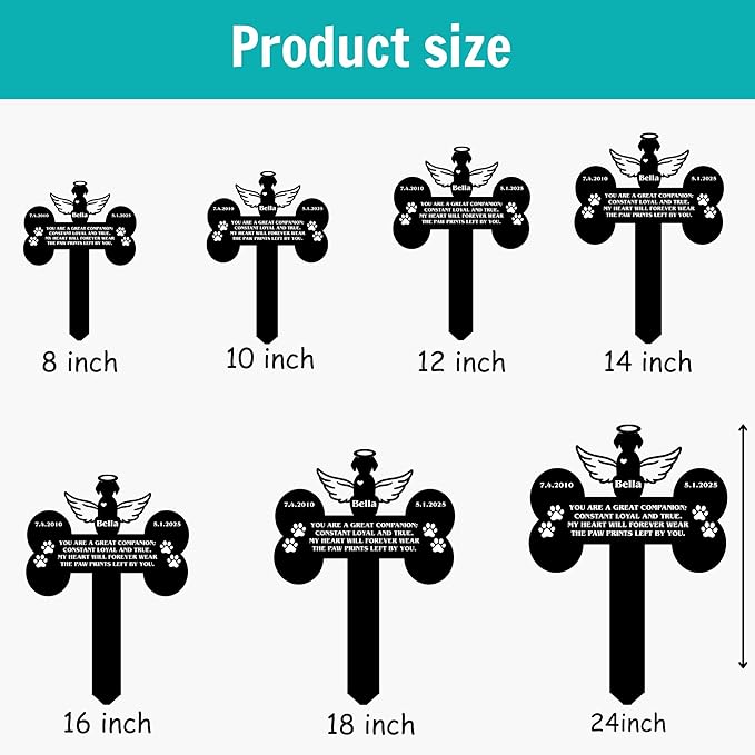 Custom Pet Cross Grave Markers Dog Outdoor | Memorial Burial Markers for Your Furry Friend | Cemetery Grave Pet Headstones for Dogs | Custom with Photo Resting Place Sign for Paw Companions