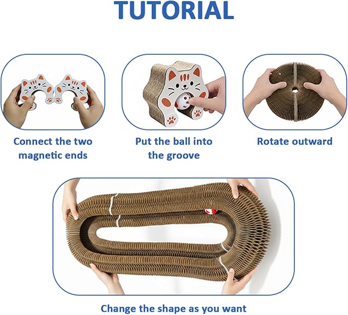 2Pcs Upgraded Kitty Kurlz Cat Toy, Enhanced Magnet Kitty Curls Cat Scratcher, Multi-Shape Kitty Kurls Cat Scratcher with Play Balls, Twisty Paws Cat Toy for Indoor Cats