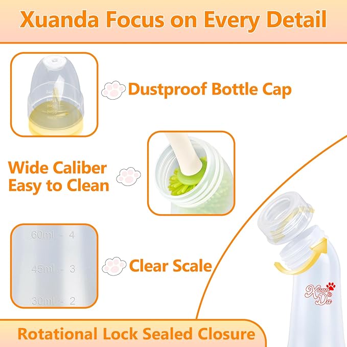 Pet Feeding Bottle,3 Pack Wide Mouth Angled Nursing Bottle, 3 Sizes Nipples with Ventilation Valve Resistant Tearing Perfect for Puppies, Kittens, Small Wildlife(Yellow)