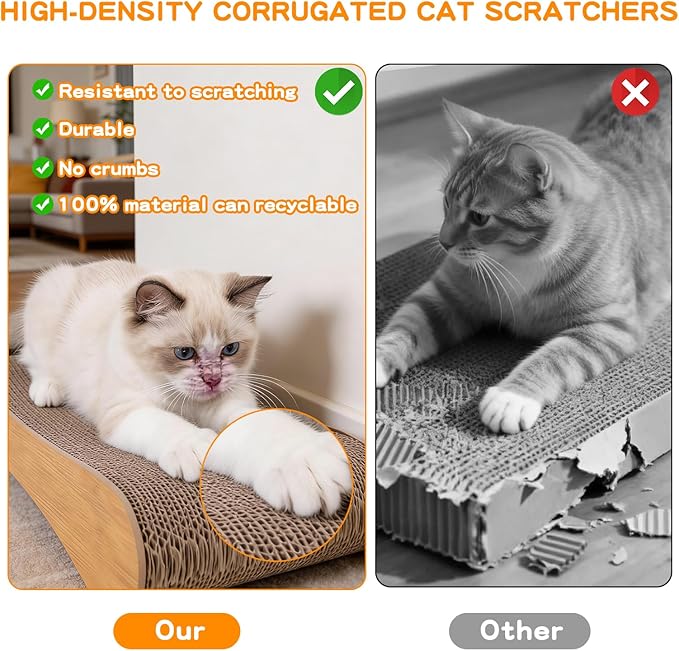 2 in 1 Cat Scratcher,Cat Scratch Pad,Cat Scratching Board with Toy Ball,Cat Scratchers for Indoor Cats and Furniture Protector,Durable and Extra Wide Suitable for Kittens and Big Cats.