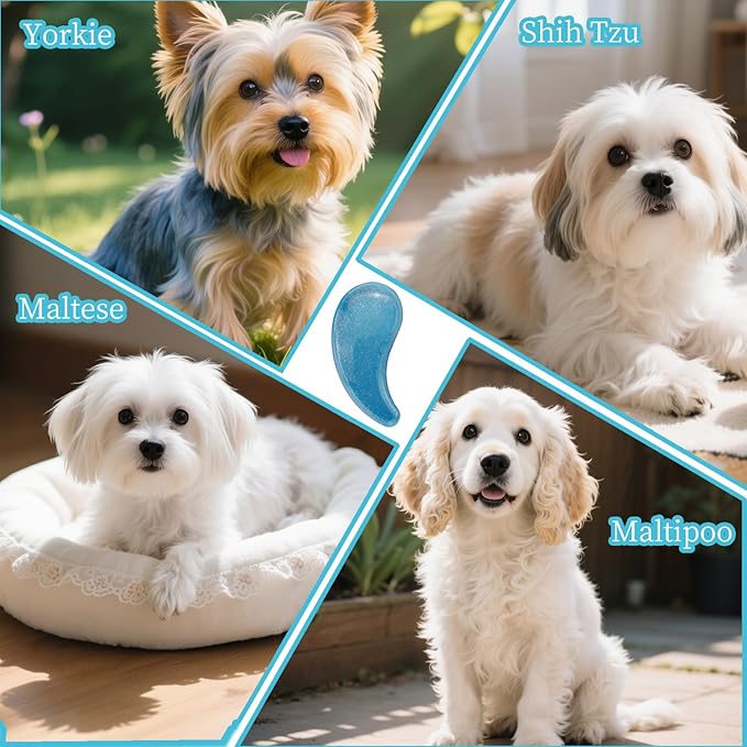 Comma-Shaped Small Dog Brush, Fit for Yorkie, Shih Tzu, Maltese Maltipoo Pomeranian - Gentle Soft Bristles for Effortless Pet Hair Removal, Puppy Essentials (Crystal Blue)