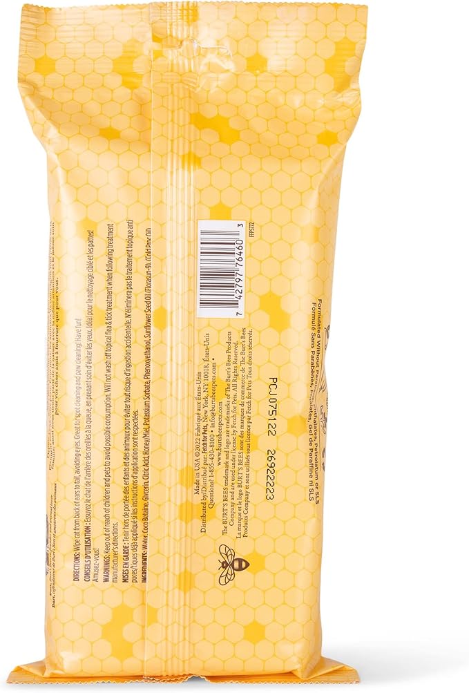 Burt's Bees for Pets Anti-Hairball Wipes for Cats, Sunflower Oil and Wheat Germ Oil, 98% Natural Origin, Cruelty-Free Cat Hairball Remedy Wipes, pH Balanced, Made in the USA, 50 Count - 6 Pack