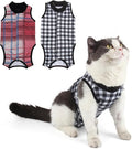 2 Packs Cat Surgery Recovery Suit Surgical Clothes Abdominal Wounds Anti-Licking Cat Bodysuit Onesie Substitute E-Collar& Cone