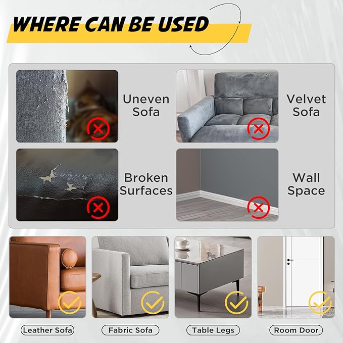 OBSEDE Cat Scratch Furniture Protector - Couch Protector from Cat Claws Plastic Cover Adhesive Clear Flexible Sofa Guard Single Side Sticky Deterrent Training Tape Easy to Apply, 11.8 × 196.8 in