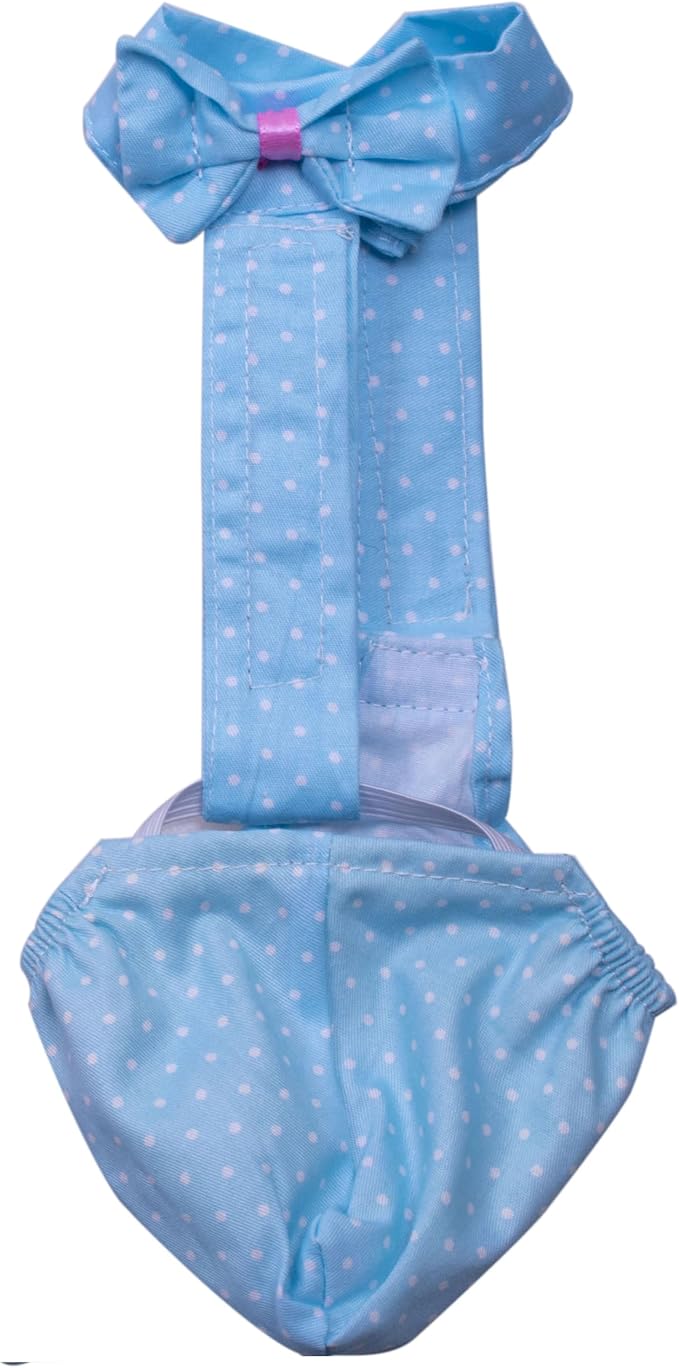 BestParts Adjustable Diaper Waterproof Reusable Diapers, Cloth Diaper Wearable Poultry for Farm Pet Goose, Pet Duck,Pet Chicken, Adhesive Version (Blue Dots, S(0.55-2.2pounds), 1, Count)