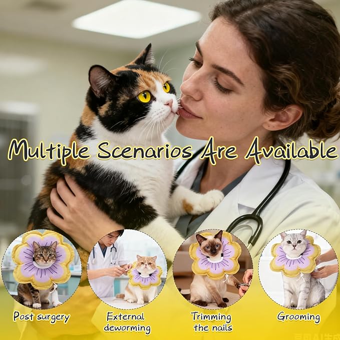 EXPAWLORER Cat Cone Collar Soft, Cat E Collar Recovery After Surgery to Stop Licking, Adjustable Waterproof Cute Neck Elizabethan Pet Kitten Puppy Donut Pillow for Cats Puppy Wound Healing, GreenM