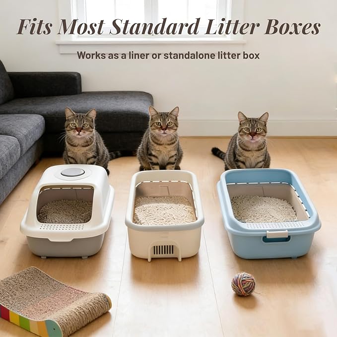 4 Pack Disposable Cat Litter Boxes, Durable Leak-Proof Cardboard Kitty Litter Trays for Temporary Use, Litter Box Liners & Travel, Ideal for Picky Cats