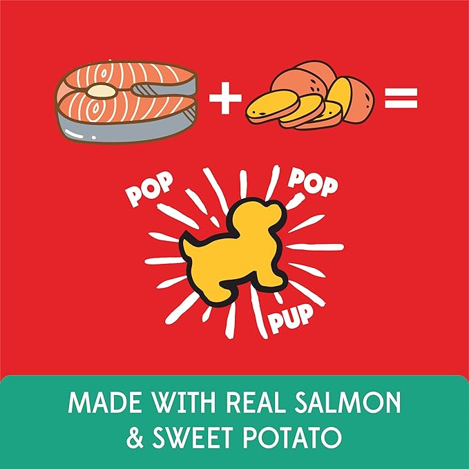 Pup Corn Plus - Puffed Dog Treats with Prebiotics and Probiotics - Salmon & Sweet Potato (24oz) - Made in USA