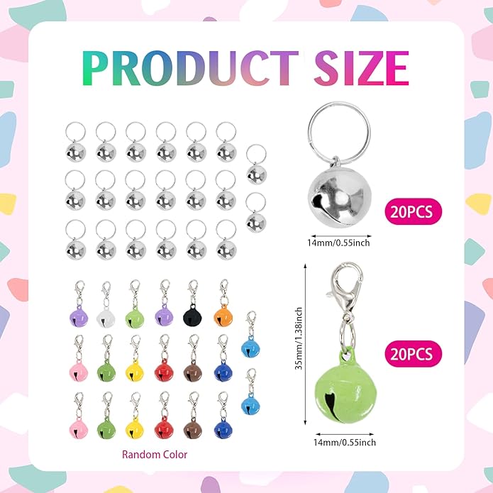 MVVM 40 Pack Pet Bells for Dog Cat, Colourful Dog Cat Collar Bell Pendant Accessories for Kitty Puppy Pet