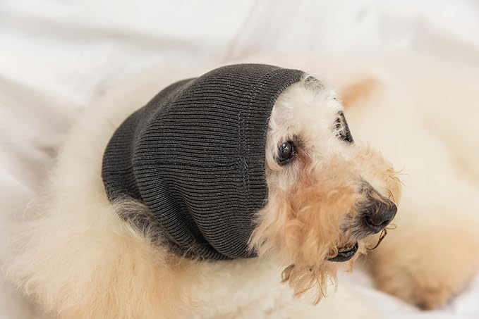 Dog Hematoma Ear Wrap,Pet Ear Head Wrap Anxiety Relief – Noise Canceling for Fireworks, Thunderstorms, Pet Grooming & Force Drying(Grey M).