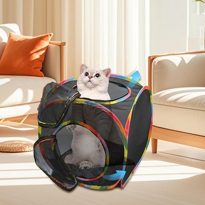 2025 Cat Cube Tent, Rolling Cat Cube, Dog Cube Tent, Pop Up Mesh Cube for Cats, Pet Play Cubic Outdoor, Folding Pop Open Pet Animal Playpen, Ventilated Pet Playhouse for Puppy Kitten Bunny