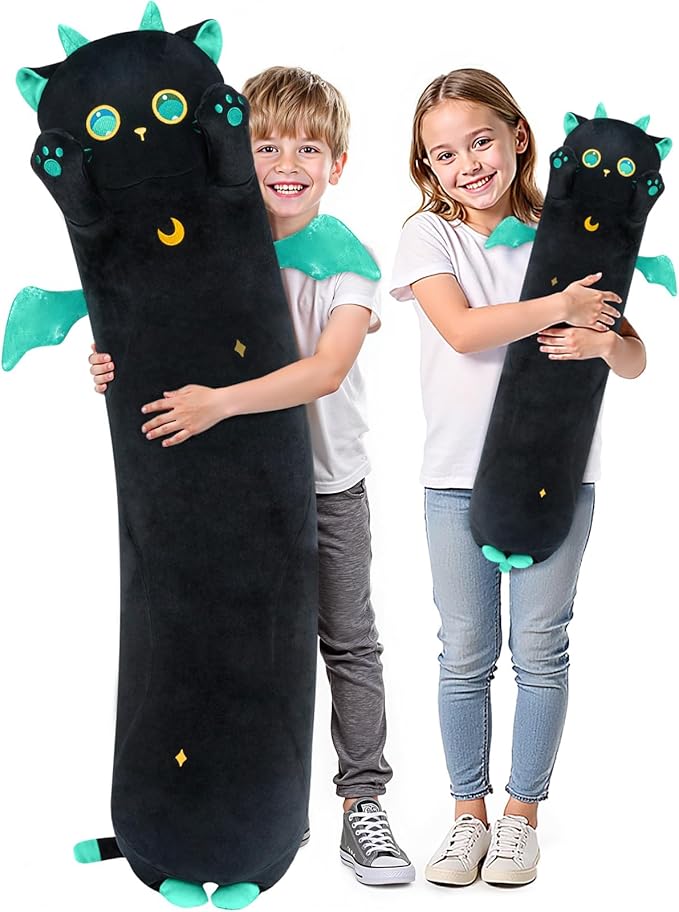 Mewaii Long Cat Plush, 5 Sizes, 120% Extra Filling Giant Plushness Kids Body Pillow, Kawaii Cute Big Eyes Stuffed Animal Plushie, Big Long Body Pillow Cat Plush Gift for Girls 20'