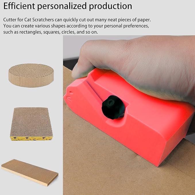 Cardboard Cutter for Cat Scratchers with 10pcs Blade,3D Printed Card Board Cutter Kids DIY Cat Scratchers Cardboard Strip Tool Machine for Cat Lovers (Red)