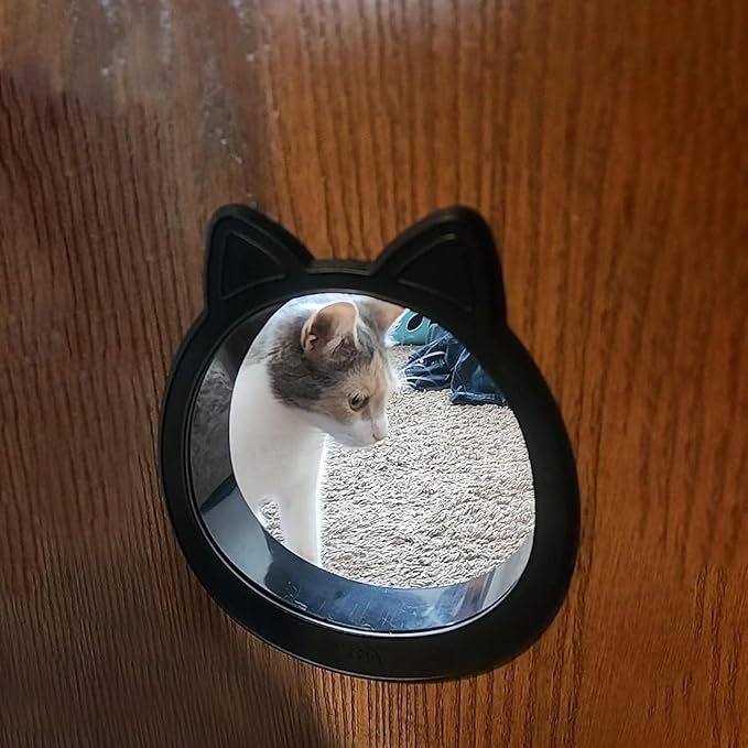 Cat Door Interior Door - Black Sleek Modern, Large No-Flap Pet Door for Cats Up to 22 LBS, Easy DIY Install, No Training