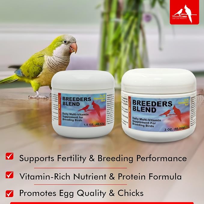 Morning Bird Breeders Blend 1.5 oz – Protein Supplement for Birds – Supports Breeding, Chick Growth, Muscle Development & Immune Health – Daily Vitamin Blend for Strong Bones & Overall Health